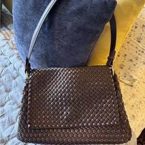 Melie Bianco Natalia Saddle Woven Recycled Vegan Shoulder Bag